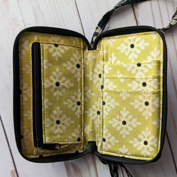 Vera Bradley Wristlet Baroque Pattern Black Yellow Gray White Wallet - Picture 4 of 7